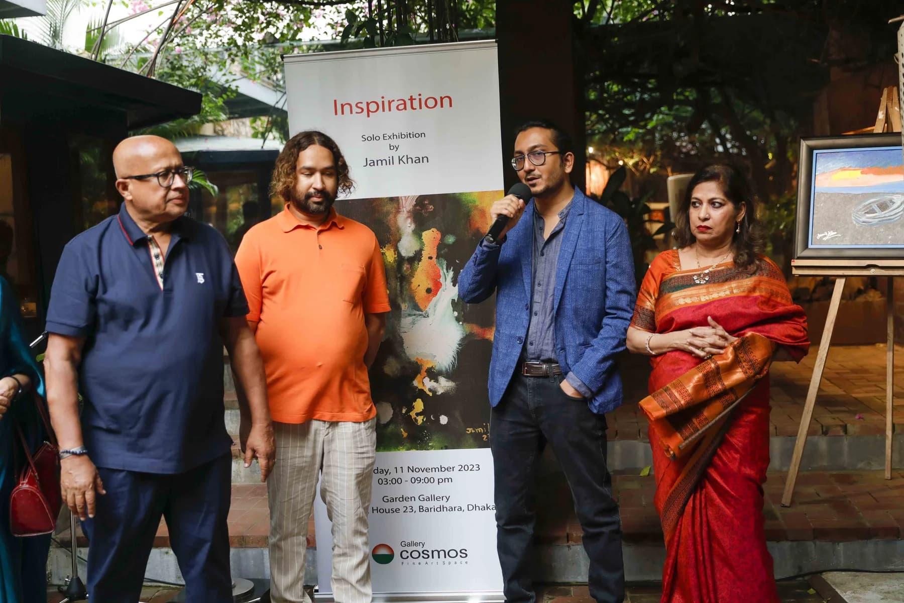 Guests at the opening — Inspiration, a solo exhibition by Jamil Khan at Gallery Cosmos